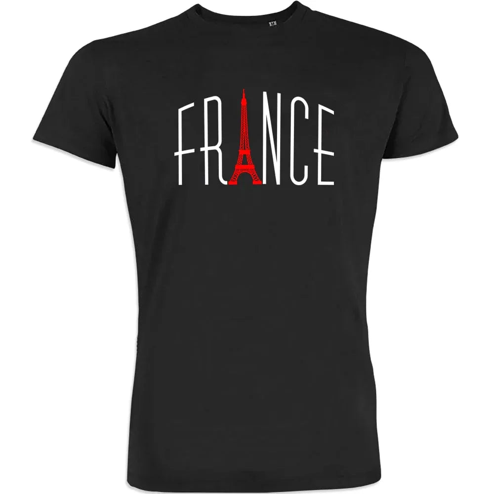 France With Red Eiffel Tower Tower Men's Organic Cotton Tee