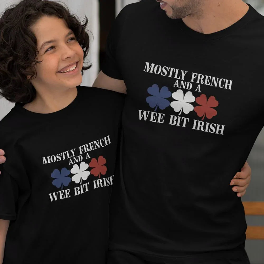 Mostly French and a Wee Bit Irish Dad and Child Organic Cotton T-Shirts family Set (Set of 2)