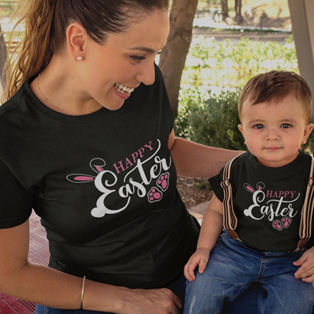Happy Easter Mom and Child Organic Cotton T-Shirts family Set (Set of 2)