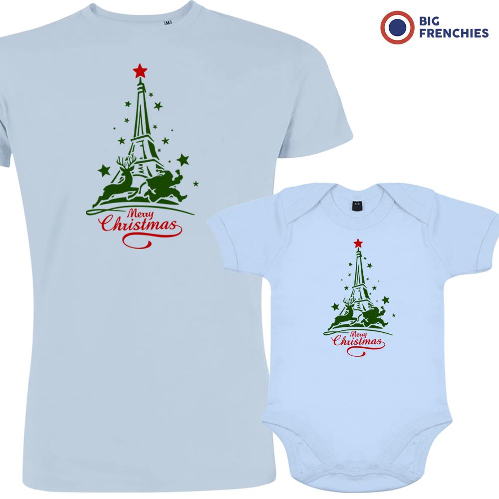 Christmas Eiffel Tower Dad and Child Organic Cotton family Set (Set of 2)