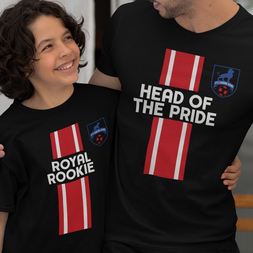 Head of The Pride, Royal Rookie Dad and Child Organic Cotton T-Shirts Family Set (Set of 2)