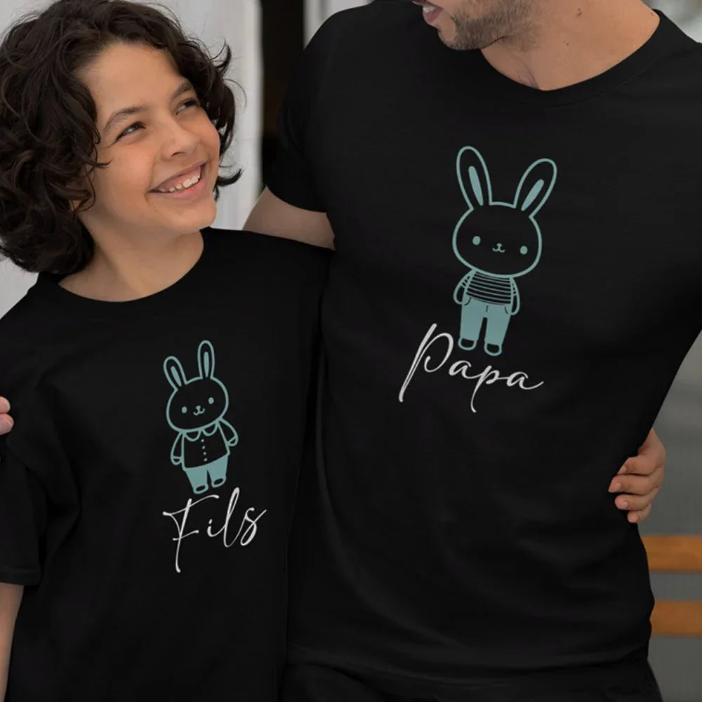 Easter Papa Fils Dad and Child Organic Cotton T-Shirts Family Set (Set of 2)