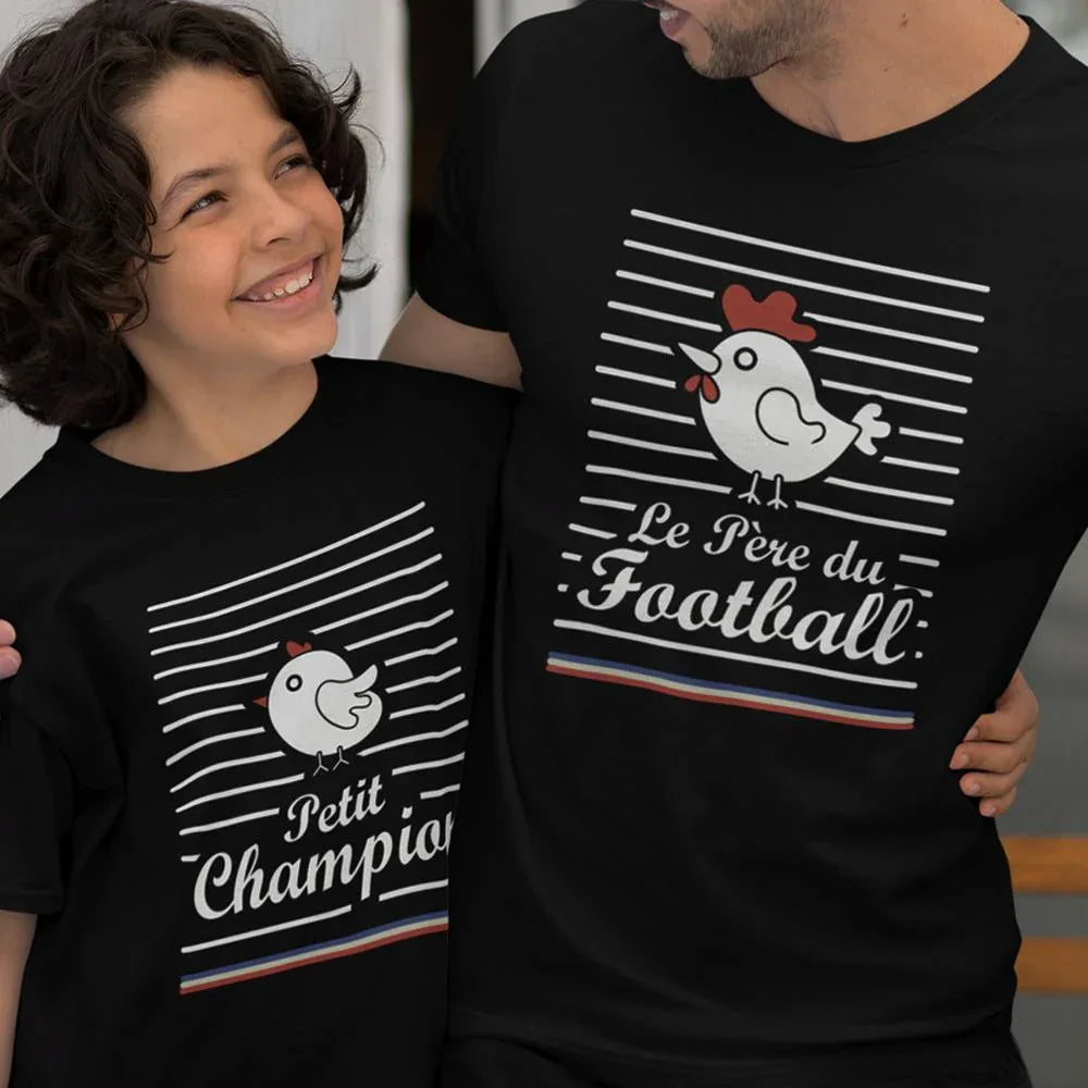 Le Père Du Football, Petit Champion Dad and Child Organic Cotton T-Shirts Family Set (Set of 2)