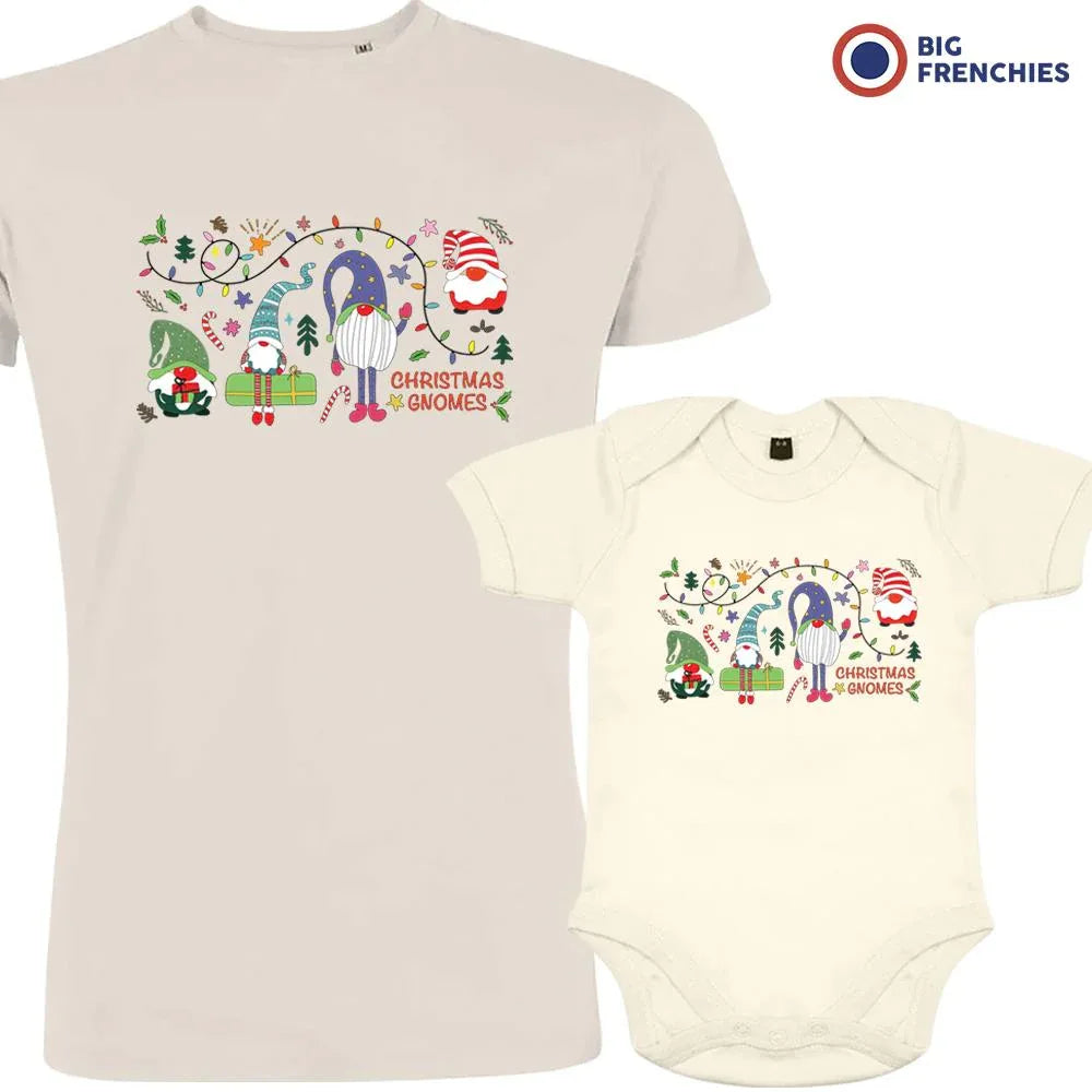 Christmas Gnomes Dad and Child Organic Cotton family Set (Set of 2)