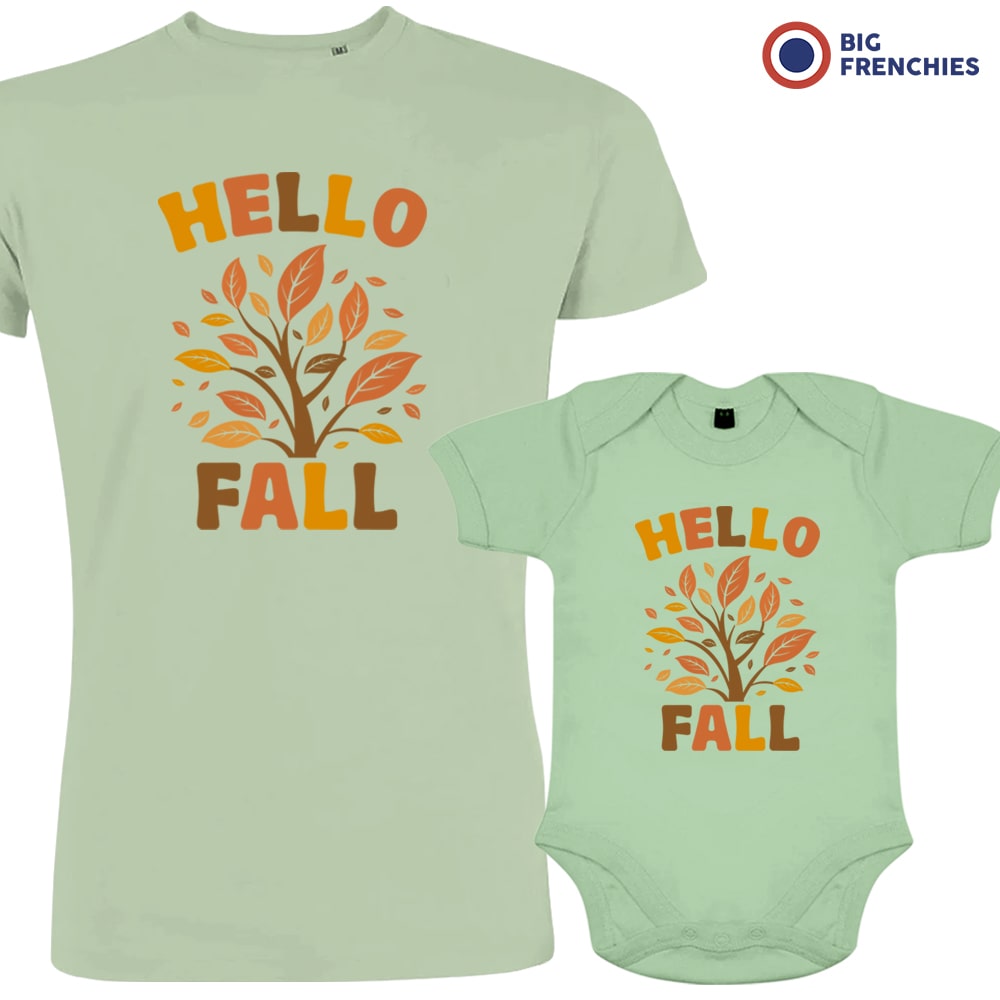 Hello Fall Dad and Child Organic Cotton family Set (Set of 2)