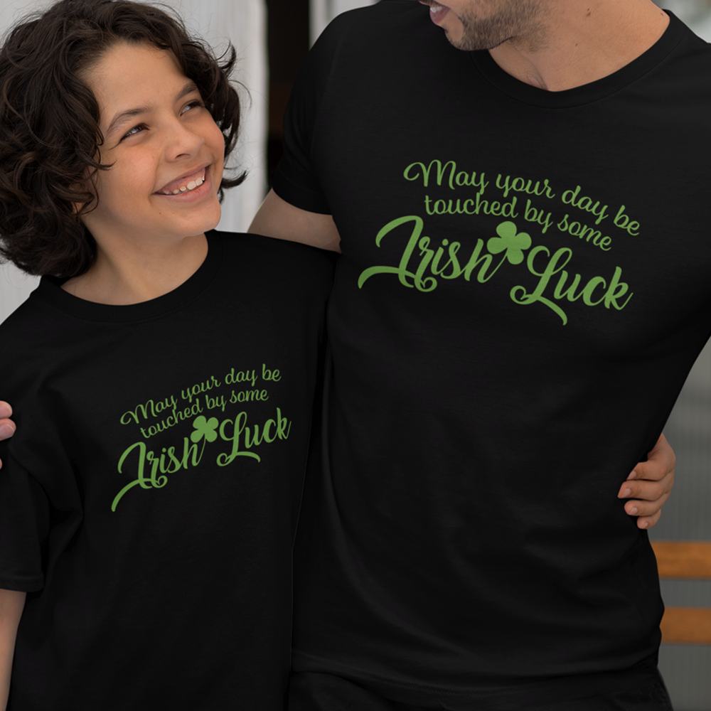 May Your Day Be Touched by Some Irish Luck Dad and Child Organic Cotton T-Shirts family Set (Set of 2)