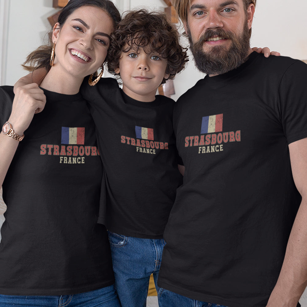 Strasbourg France Matching Organic Cotton T-Shirts Family Set (Set of 3)