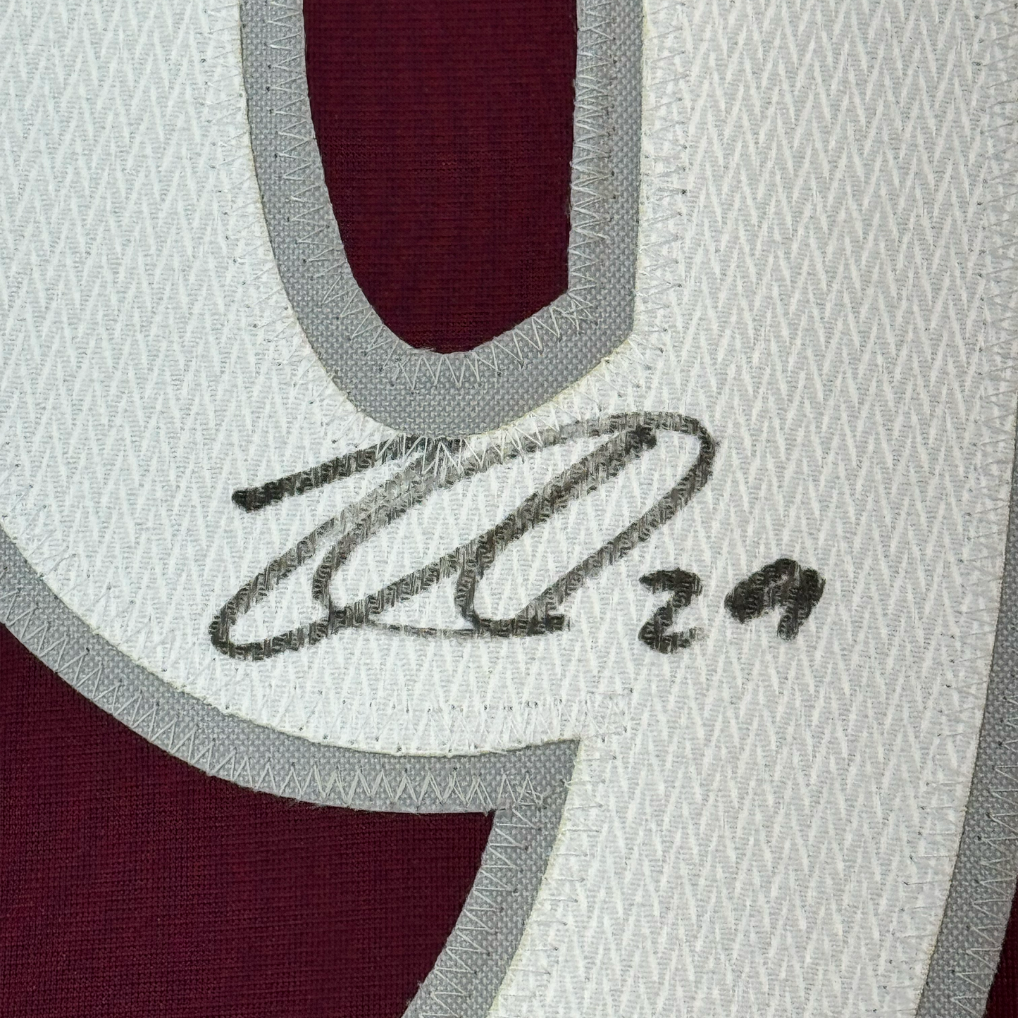 Framed Autographed/Signed Nathan MacKinnon 35x39 Colorado Maroon Hockey Jersey JSA COA