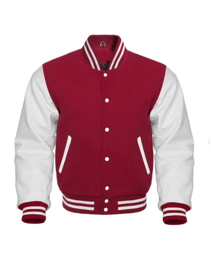 Maroon And White Varsity Letterman Jacket