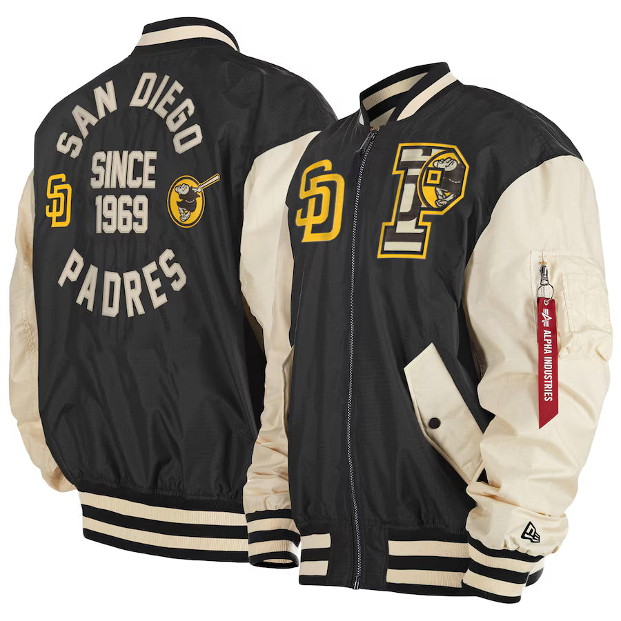 Men's San Diego Padres New Era x Alpha Industries Full-Zip Bomber Jacket