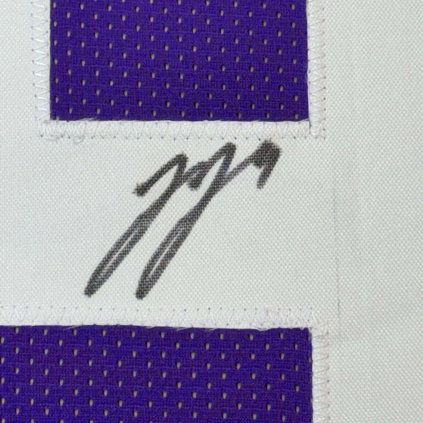 Framed Autographed/Signed J.J. JJ McCarthy 35x39 Minnesota Purple Football Jersey Beckett BAS COA