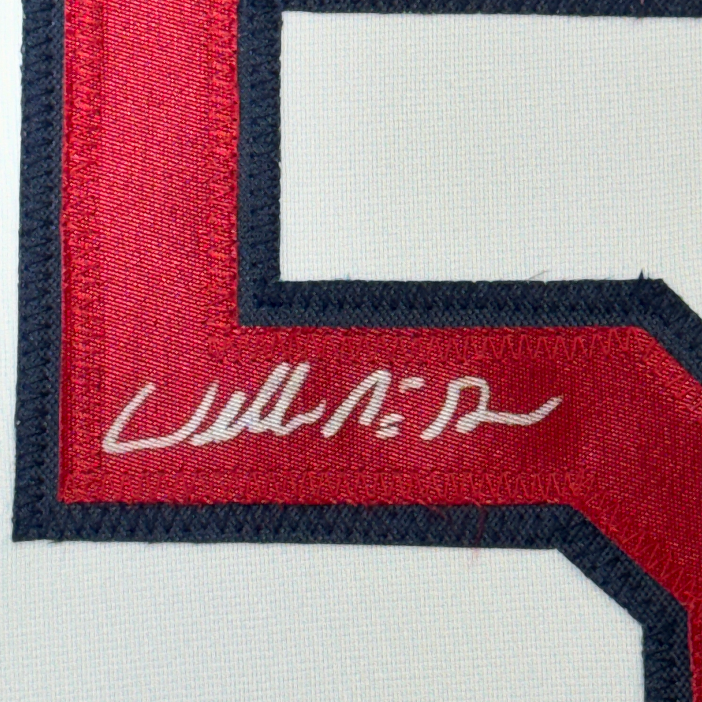 Framed Autographed/Signed Willie McGee 35x39 St. Louis White Baseball Jersey JSA COA