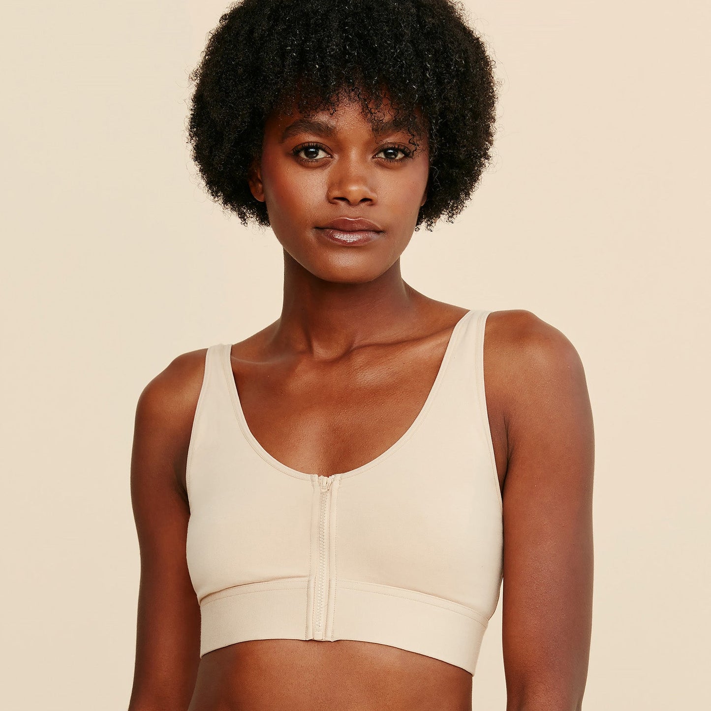 Wilderness Front‑Closure Cotton Bralette - Buff
