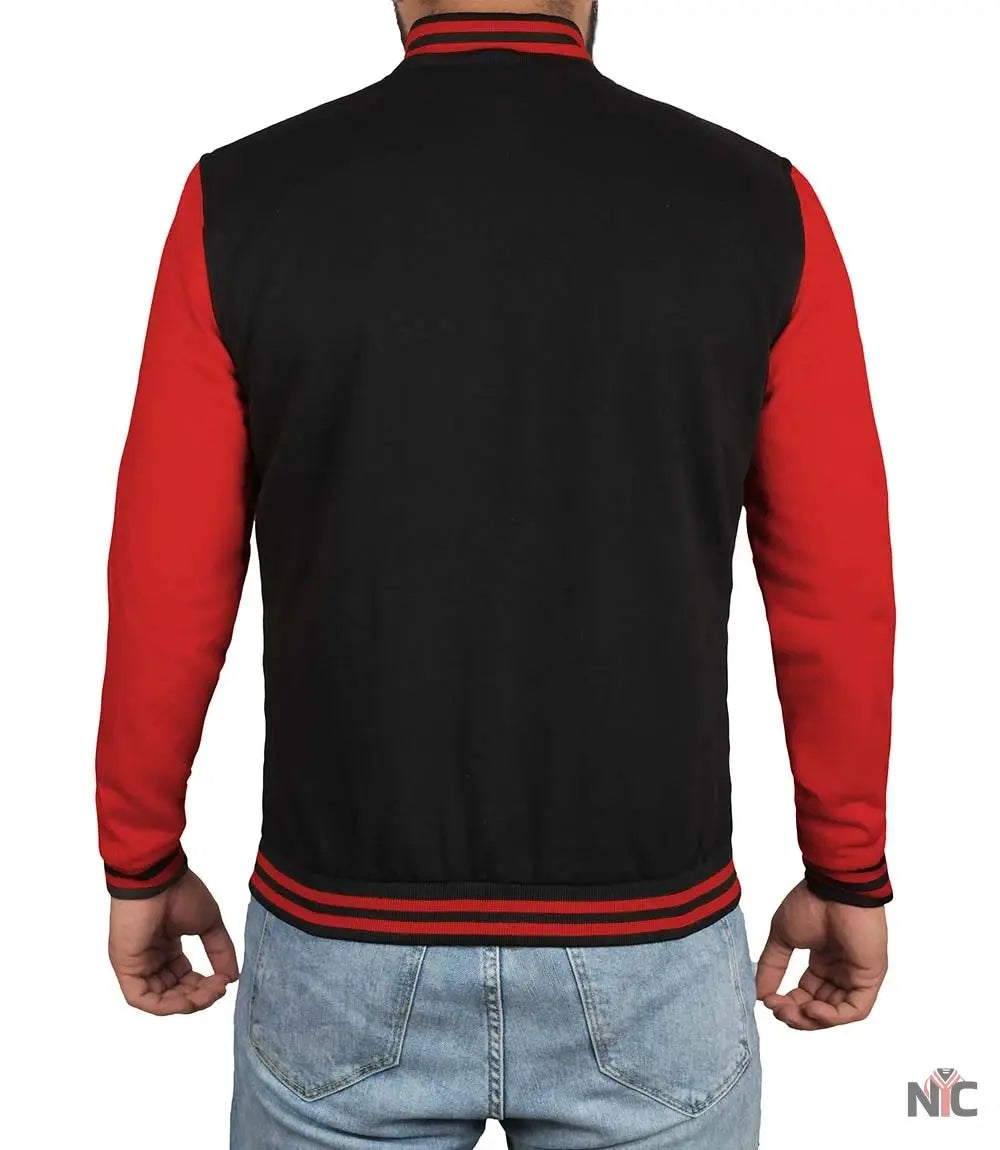 Men Baseball Red and Black Varsity Jacket