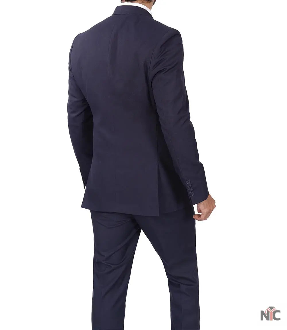Men's Dark Blue Double Breasted Two-Piece Suit