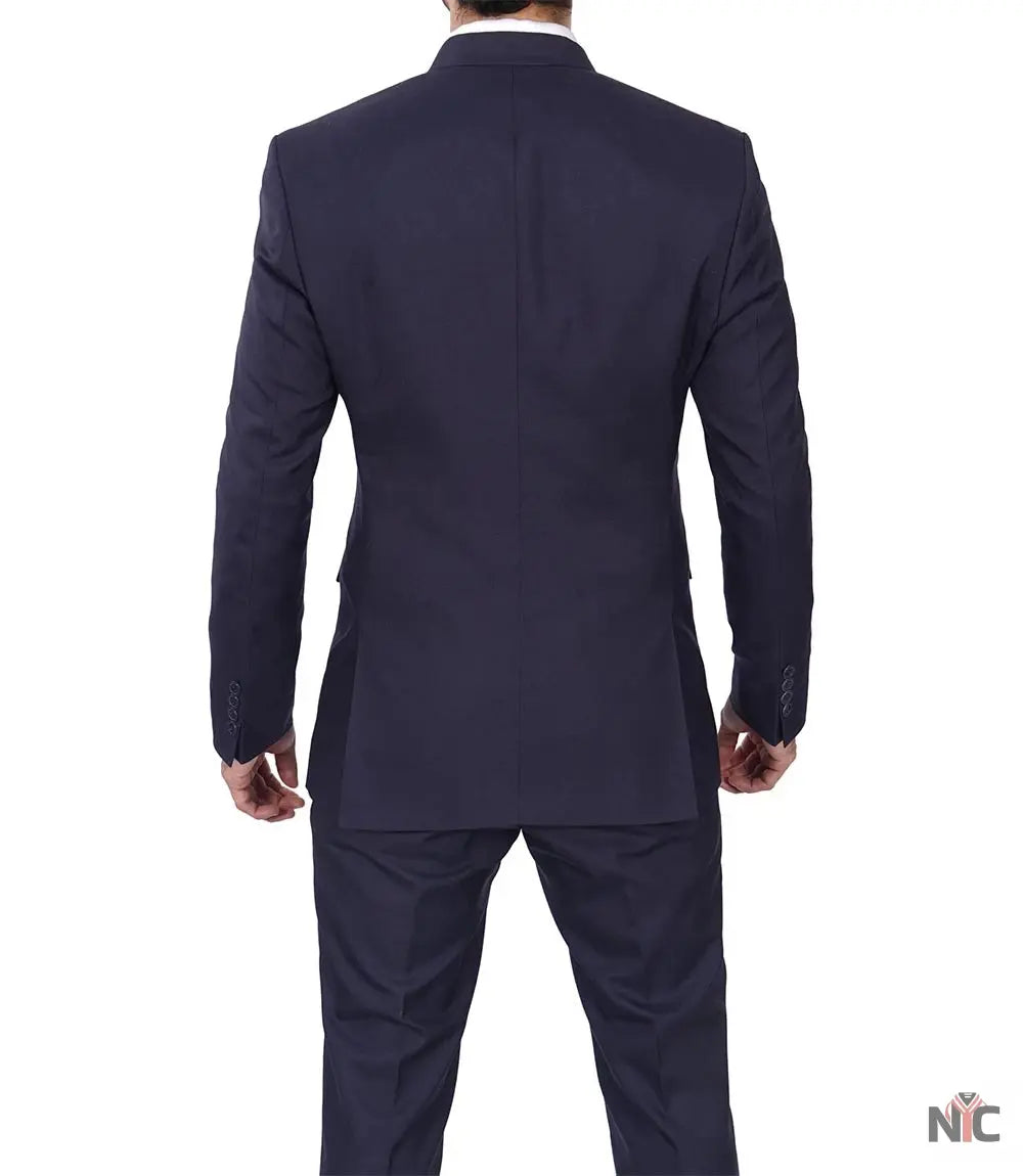 Men's Dark Blue Double Breasted Two-Piece Suit