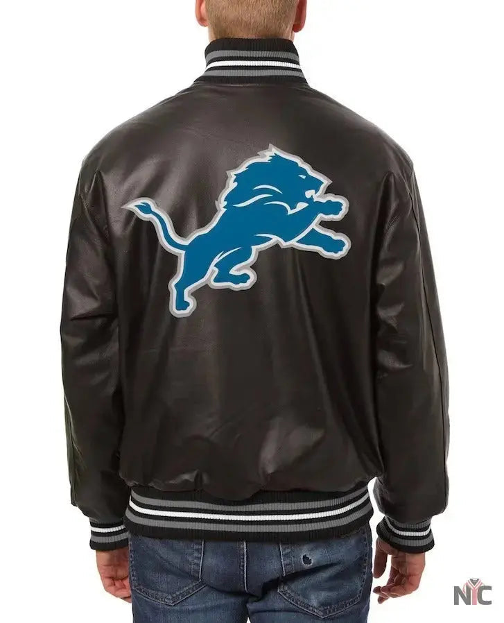 Men’s Jh Design Detroit Lions Black Leather Jacket