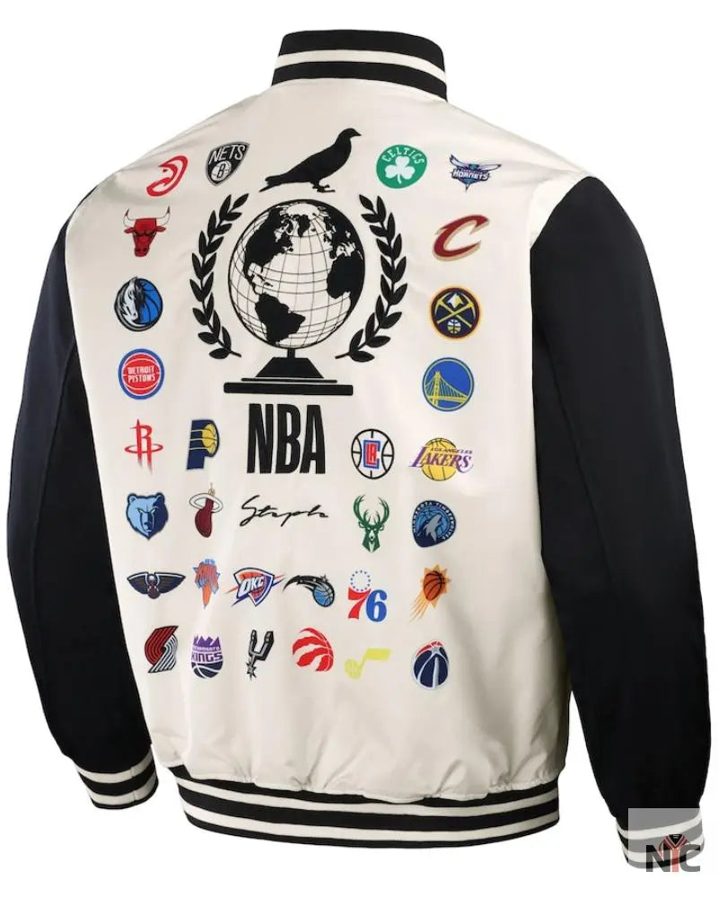 Men’s NBA x Staple White/Black All Teams Origins Full-Snap Jacket