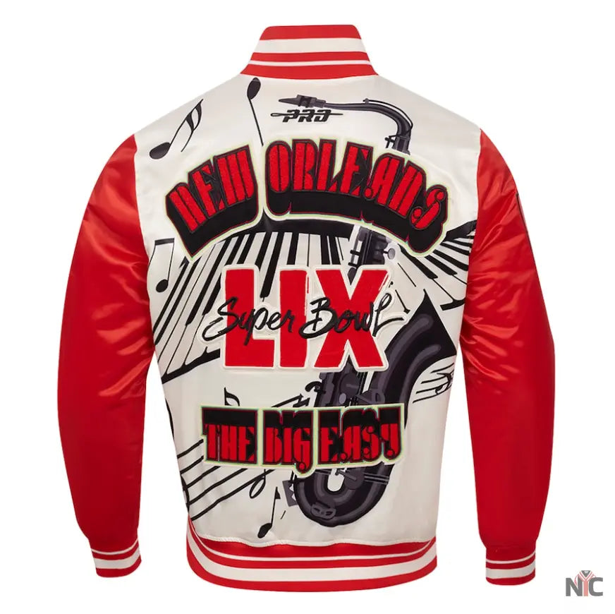Men’s Pro Standard Cream Super Bowl LIX Sublimated Satin Full-Snap Jacket