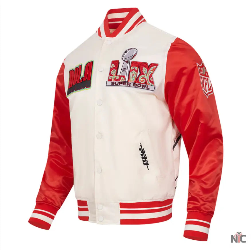 Men’s Pro Standard Cream Super Bowl LIX Sublimated Satin Full-Snap Jacket