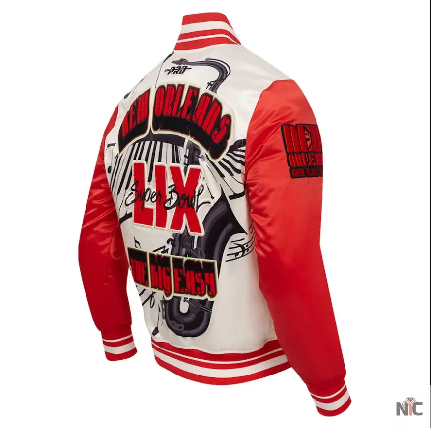 Men’s Pro Standard Cream Super Bowl LIX Sublimated Satin Full-Snap Jacket