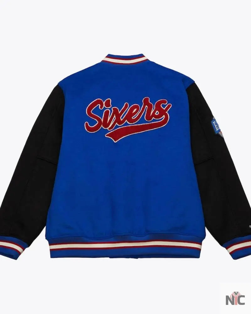 Men’s Royal Philadelphia 76ers Team Legacy Full-Snap Varsity Jacket