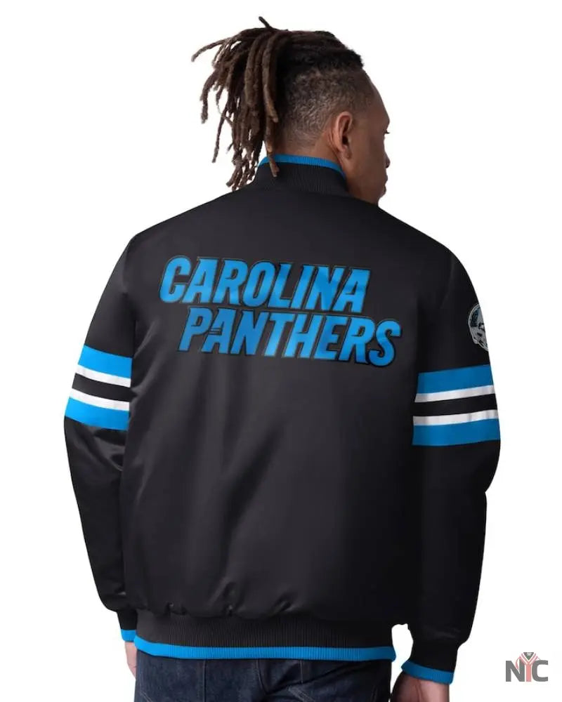 Men’s Starter Black Carolina Panthers Scout Full-Snap Varsity Jacket