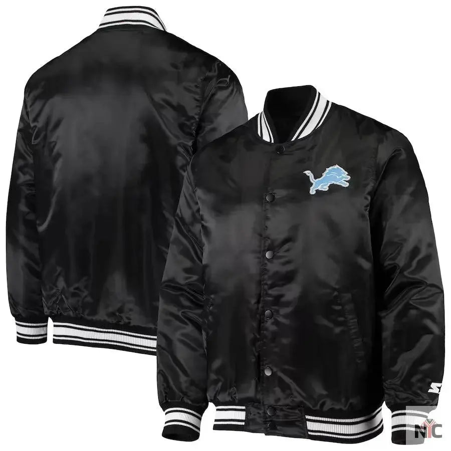Men’s Starter Black Detroit Lions Locker Room Varsity Jacket