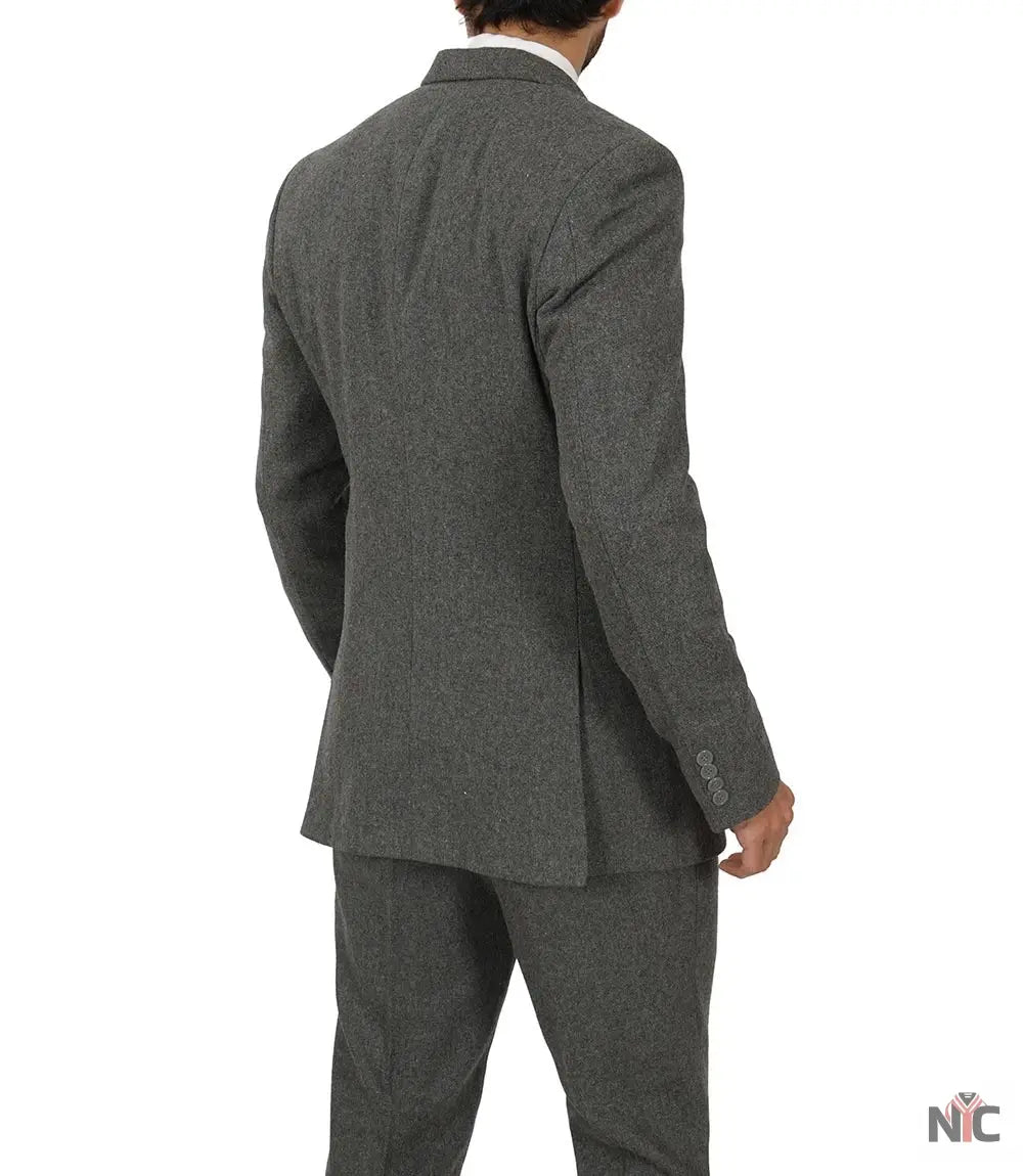 Men's Vintage 3-Piece Grey Tweed Suit for Prom