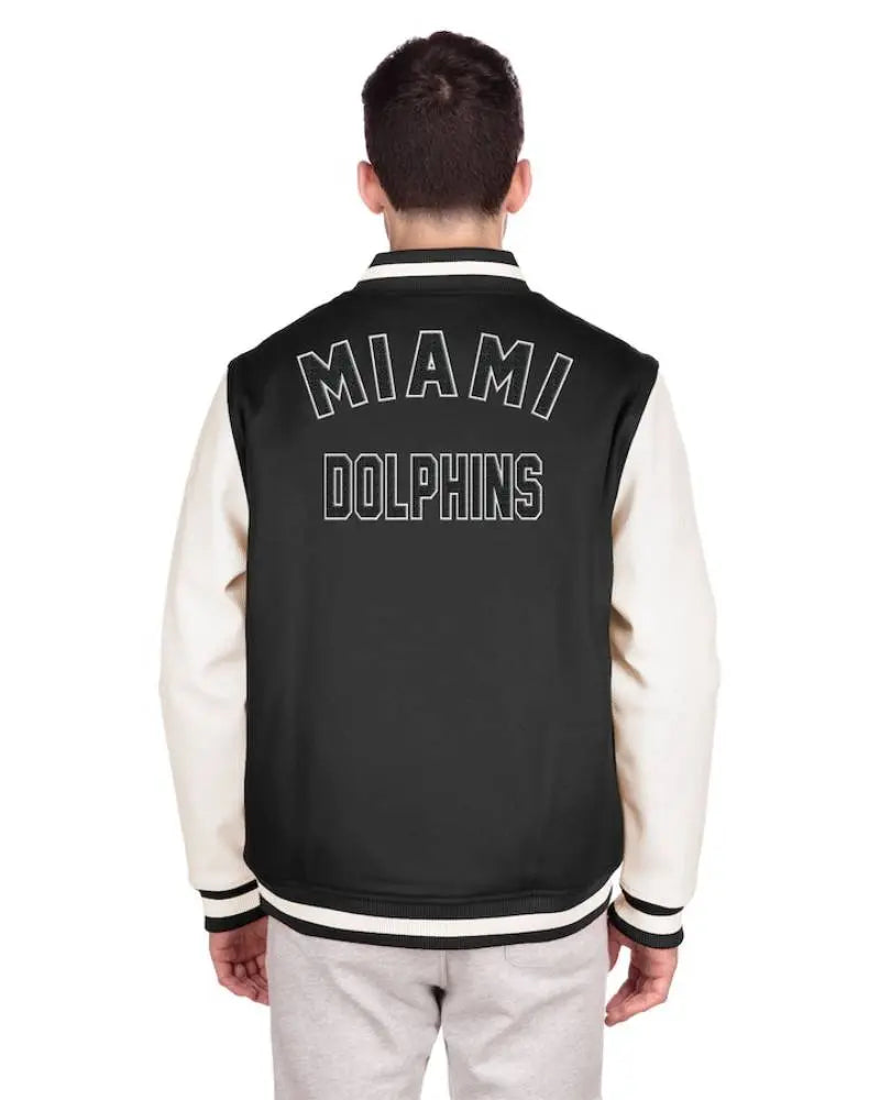 Men’s New Era Black Miami Dolphins Third Down Varsity Full-Snap Jacket