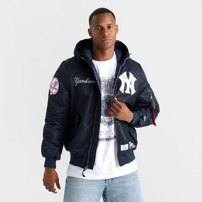 Men's New Era x Alpha Industries New York Yankees MLB Hooded Bomber Jacket