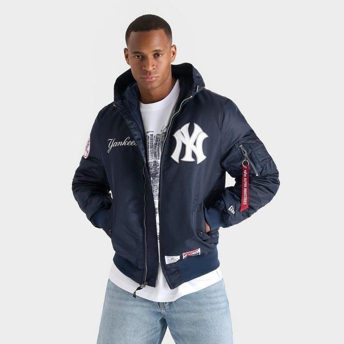 Men's New Era x Alpha Industries New York Yankees MLB Hooded Bomber Jacket