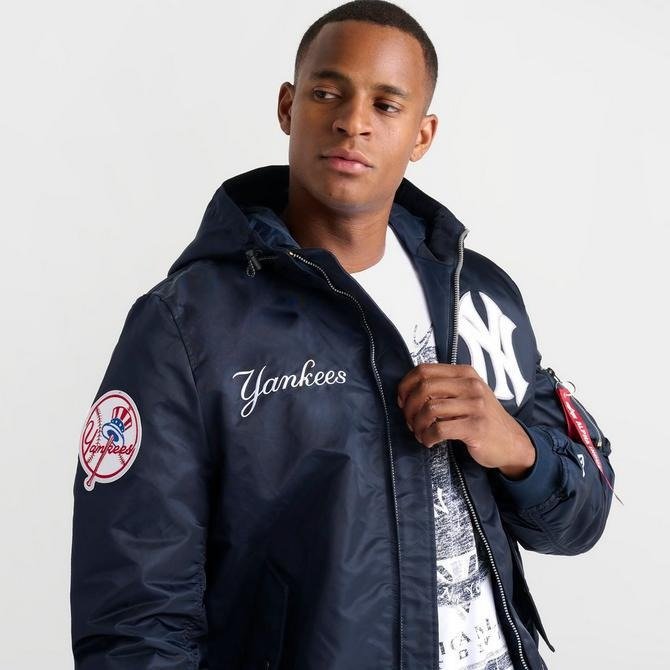 Men's New Era x Alpha Industries New York Yankees MLB Hooded Bomber Jacket