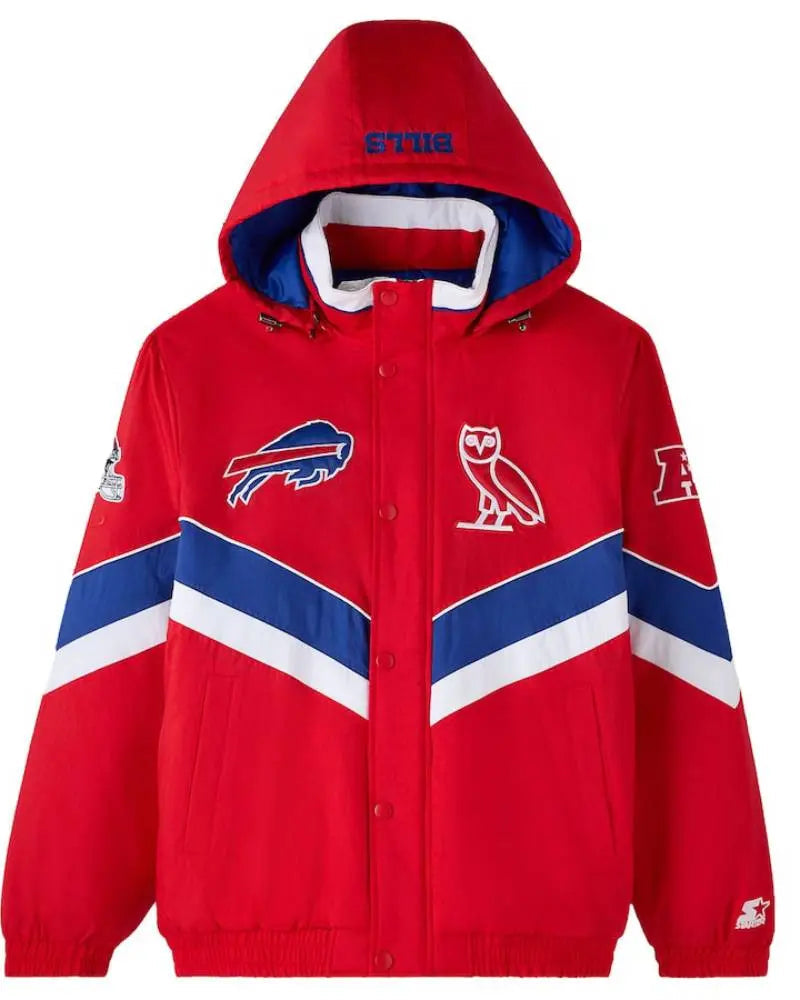 Men’s OVO x Starter Red Buffalo Bills Sideline Full-Snap Puffer Jacket