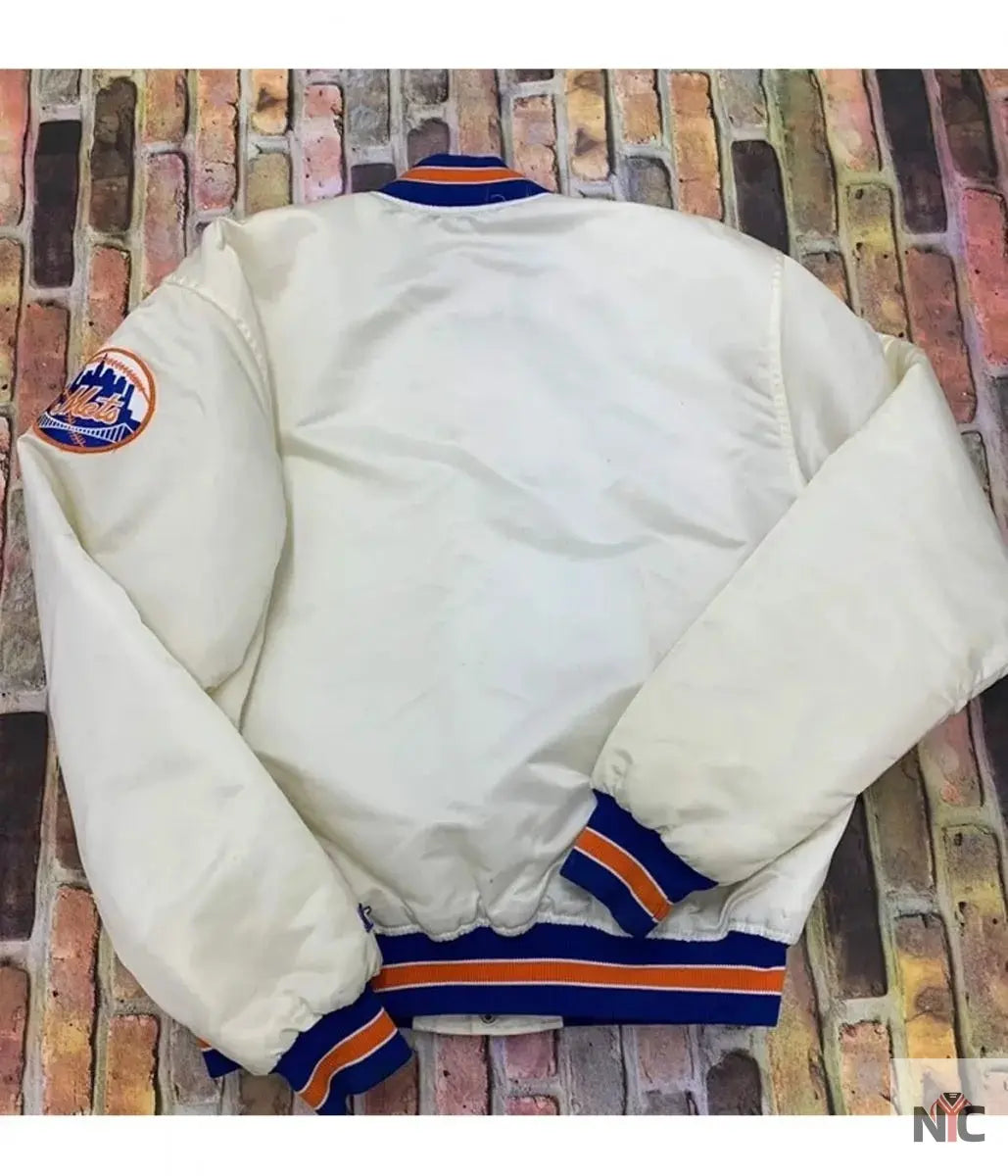 Mets New York Blue and White Satin Jacket