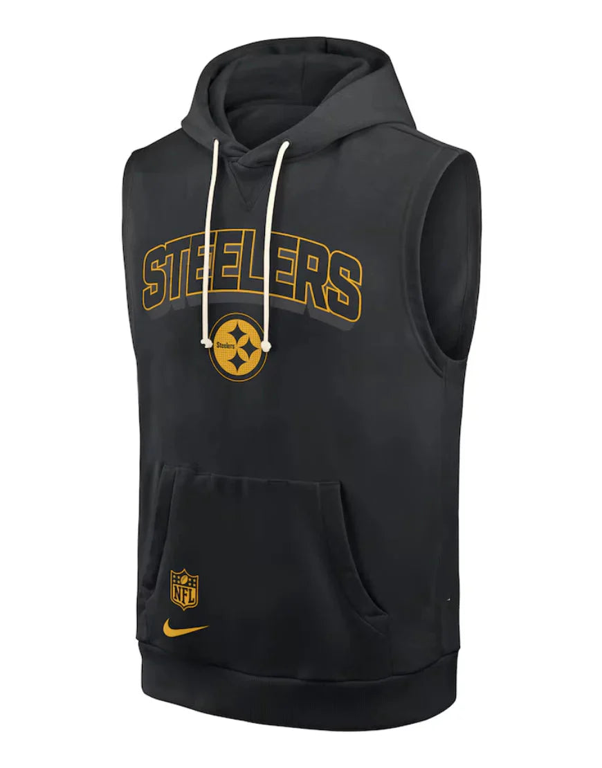 Mike Tomlin Pittsburgh Steelers Black Sideline Sleeveless Hoodie