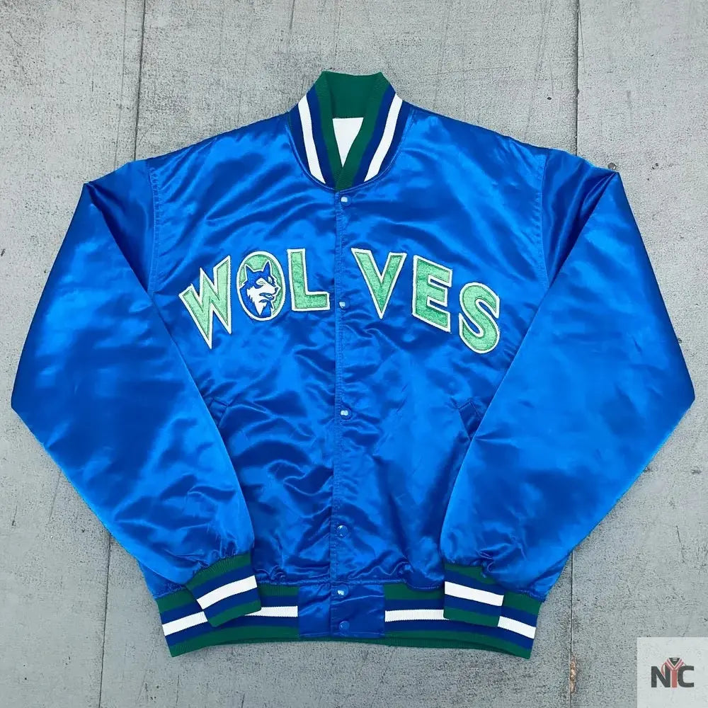 Minnesota Timberwolves 90’s Blue Satin Jacket
