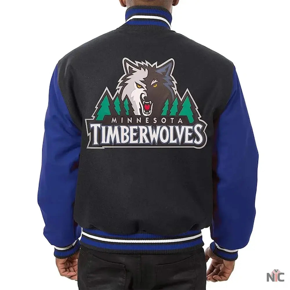 Minnesota Timberwolves Domestic Black and Royal Jacket