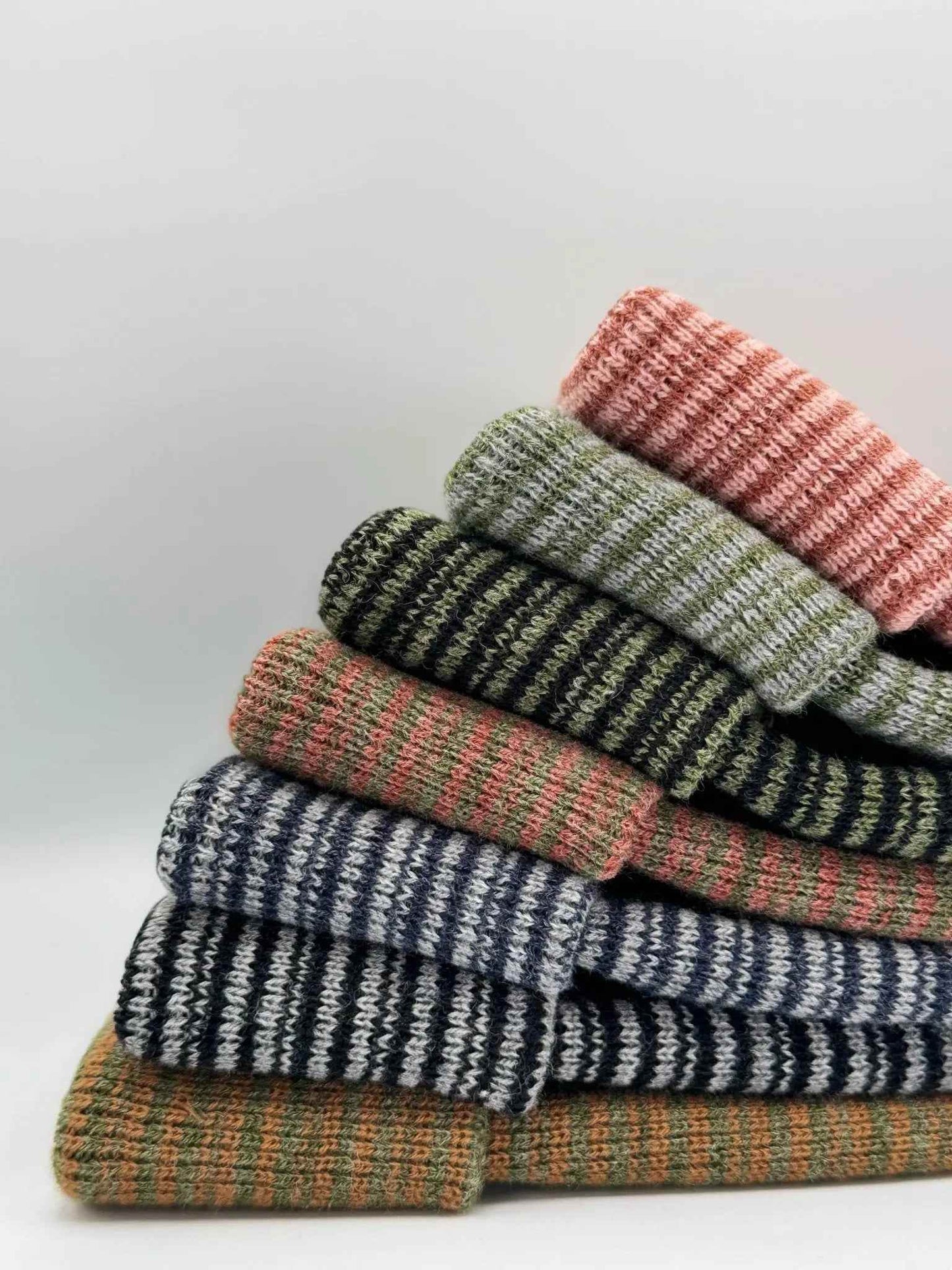 H-Stitch Contrast Cuffed Beanie – Gray/Denim | Made in USA | viral Ski & Snowboard Beanie