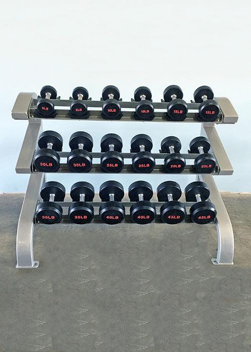 Three Tier 9 Pairs Dumbbell Rack - Muscle D Fitness - Commercial Grade 3 Tier Dummbbell Rack