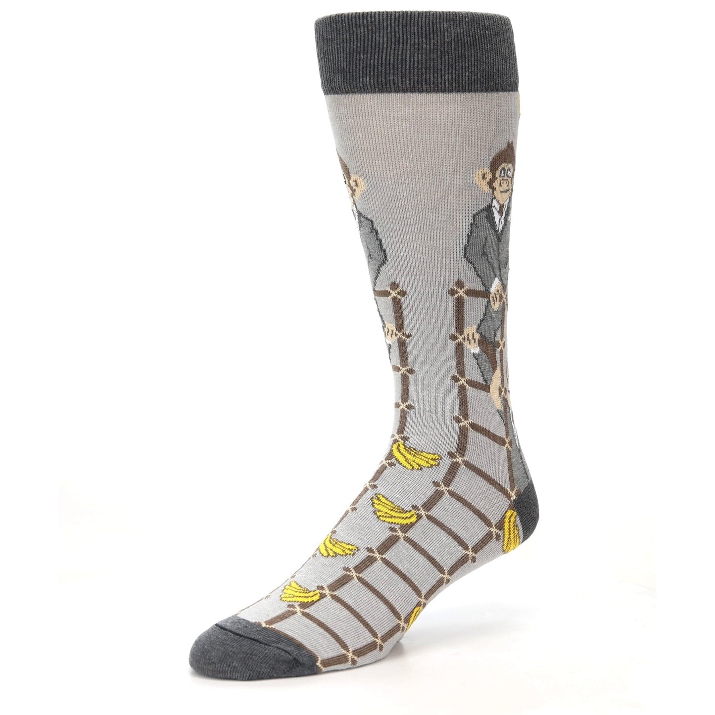 Gray Monkey Business Socks - Men's Novelty Dress Socks