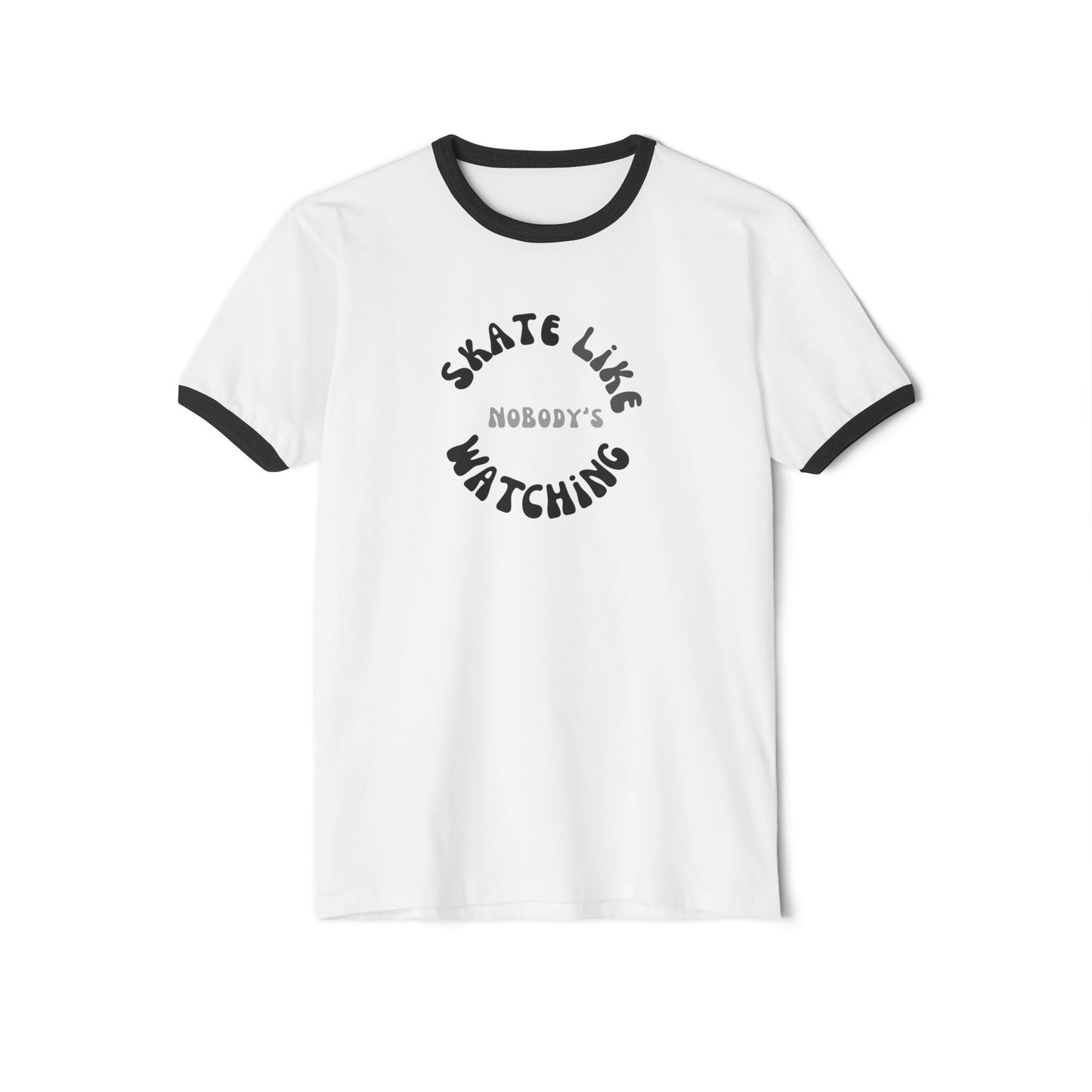Monotone Skate Like Nobody's Watching Unisex Cotton Ringer T-Shirt