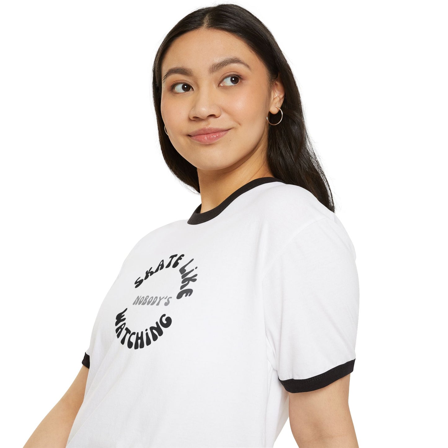 Monotone Skate Like Nobody's Watching Unisex Cotton Ringer T-Shirt
