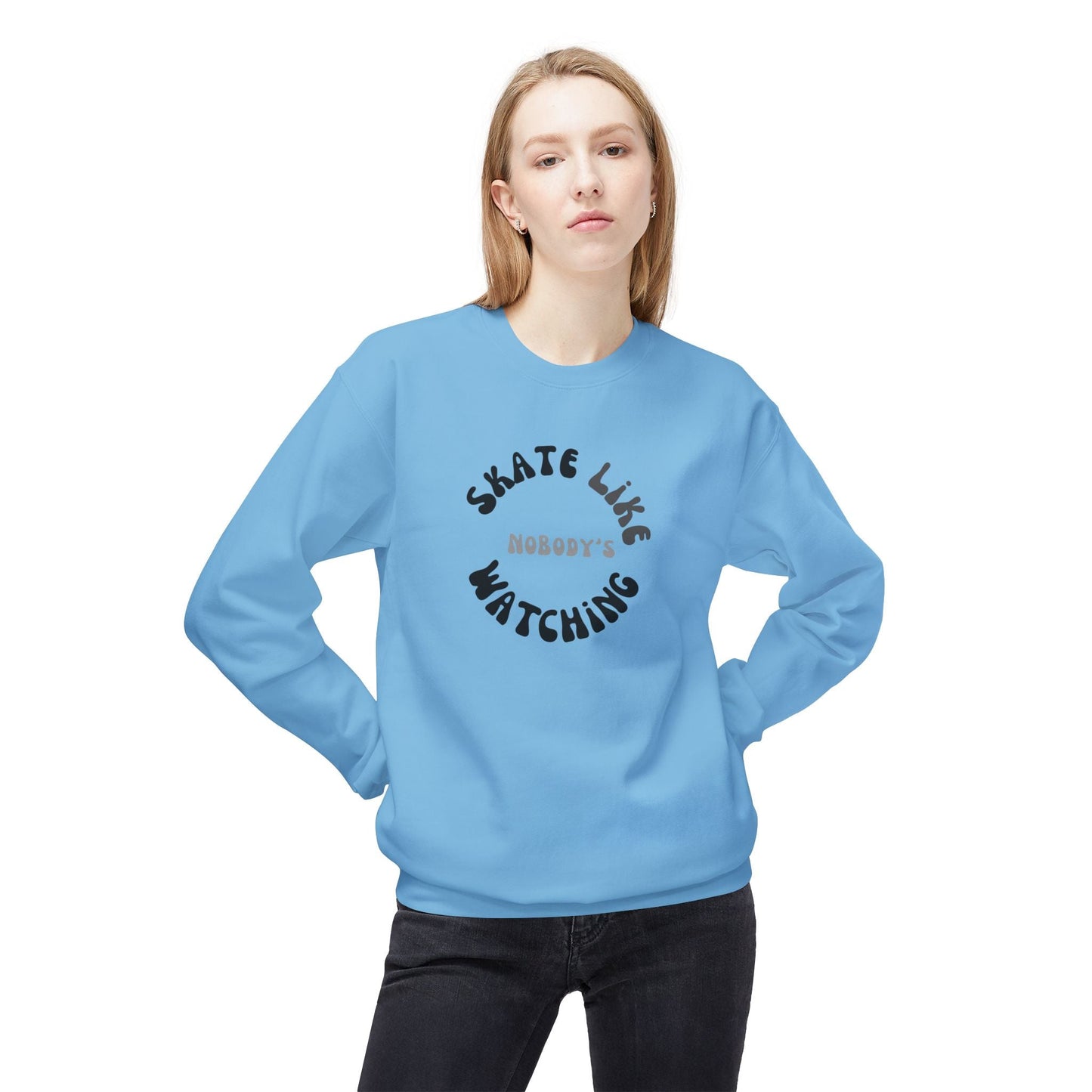 Monotone Skate Like Nobody's Watching Unisex Fleece Crewneck Sweatshirt