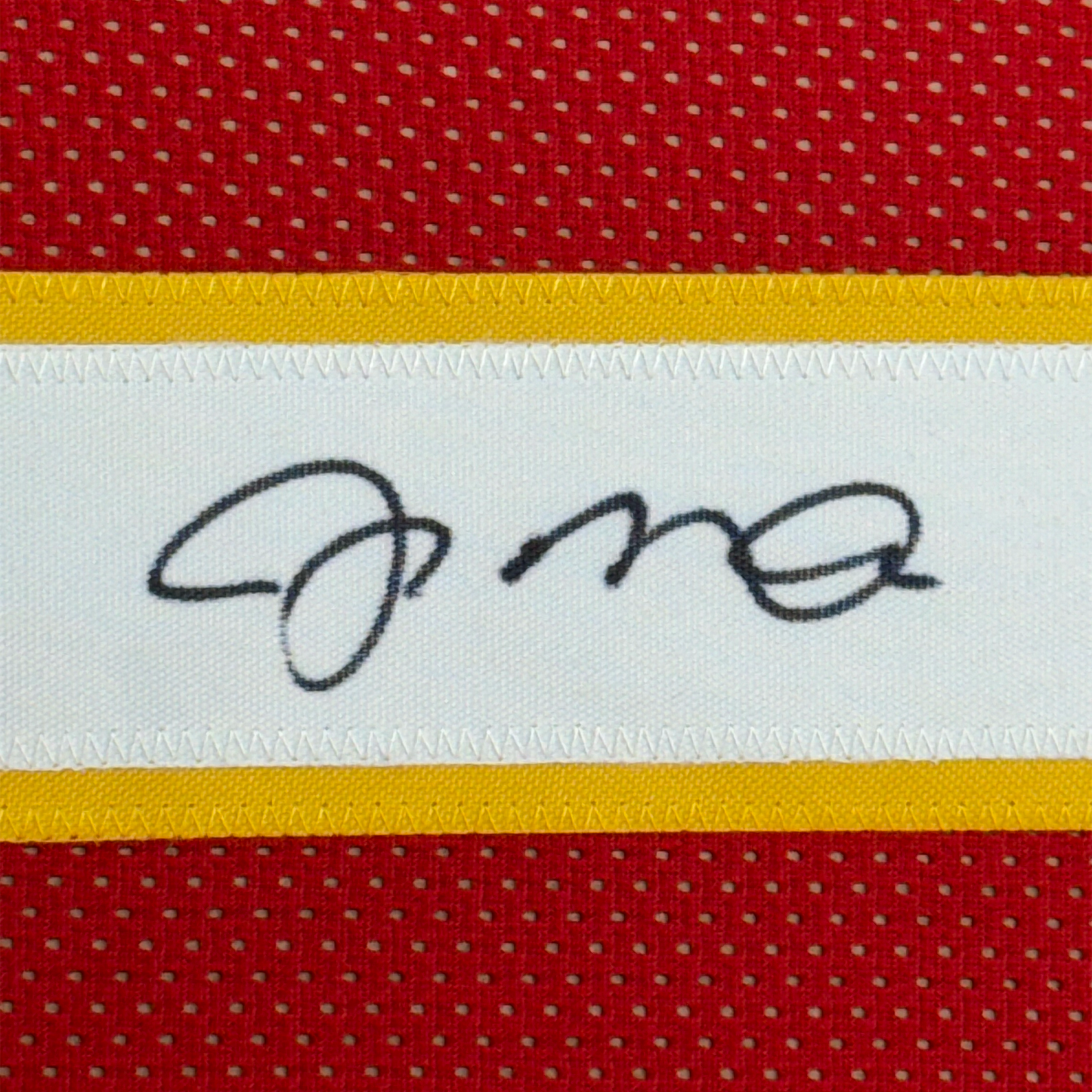 Framed Autographed/Signed Joe Montana 35x39 Kansas City Chiefs Red Football Jersey JSA COA