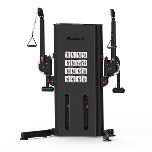 Megatron Multi-Functional Trainer - Muscle D Fitness - Selectorized Weight Adjustment - Adjustable Arms - Single Handle Attachments