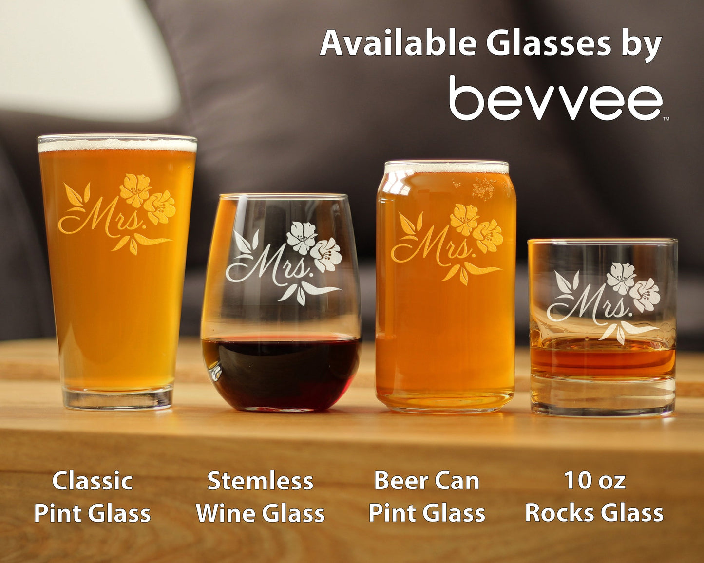 Mrs. Pint Glass - Unique Wedding Gift for Bride - Cute Engraved Wedding Cup Gift