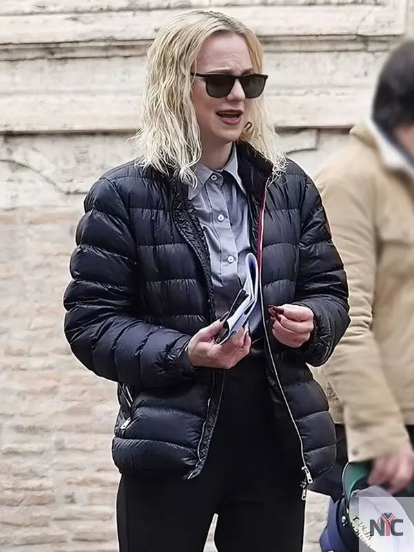 My Spy The Eternal City 2024 Anna Faris Black Puffer Jacket