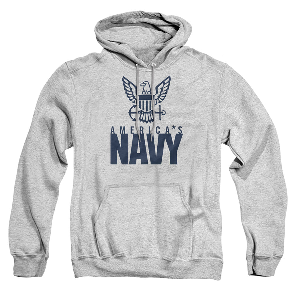 Navy Eagle Logo Mens Hoodie Athletic Heather Officially Licensed