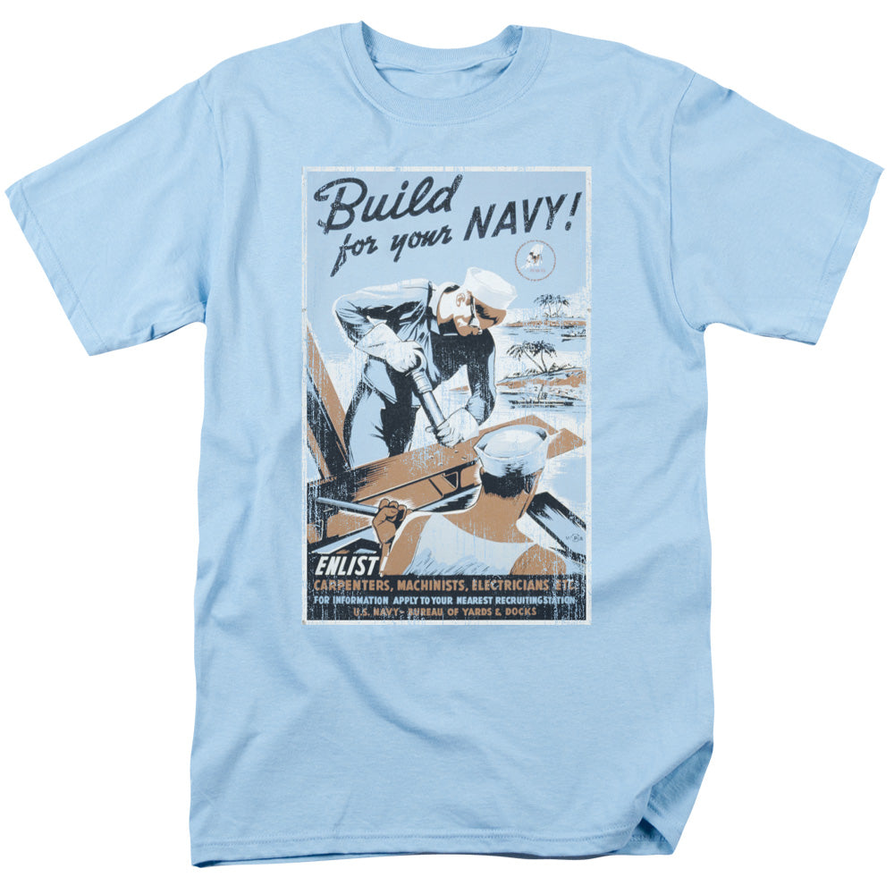 Navy Build Your Navy Mens T Shirt Light Blue Officially Licensed